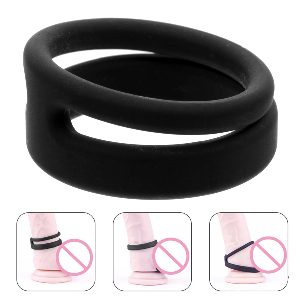 Silicone Penis Double Ring Stretchy Double Cocks Ring Erection Toy for Men