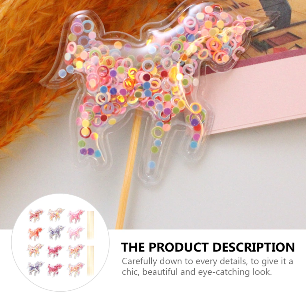 12Pcs Birthday Party Cake Topper Decoration Ornament with Sequins Embellishment