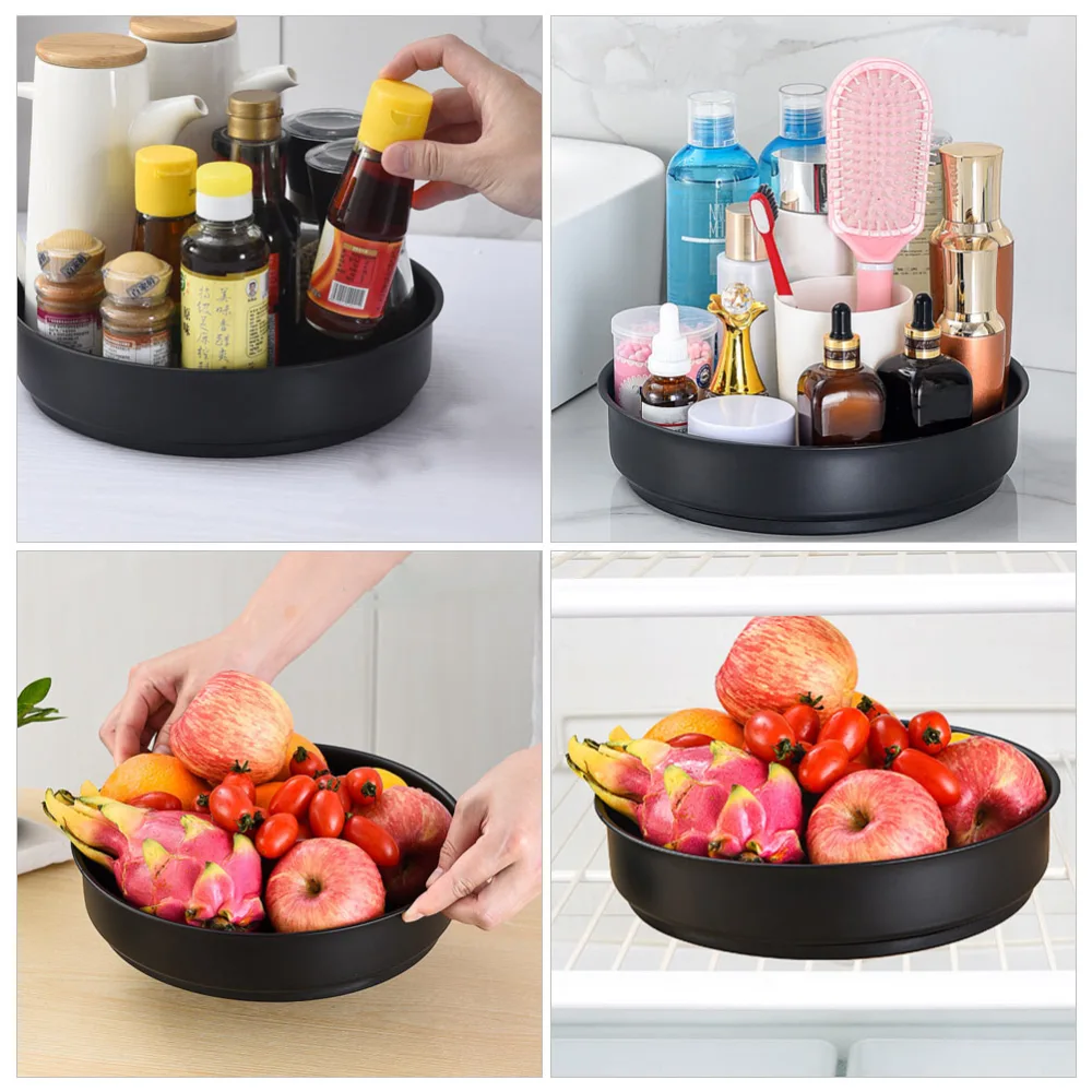 1pc Kitchen Seasoning Storage Tray Desktop Sundries Holder Fruit Plate (Black)