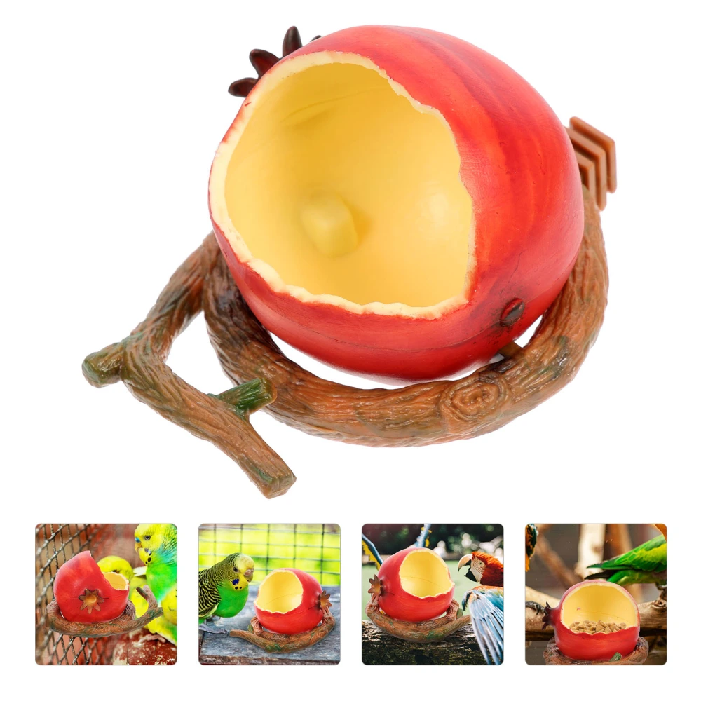 Pomegranate Shape Parrot Food Feeder Plastic Bird Food Container Bird Cage Food Feeder