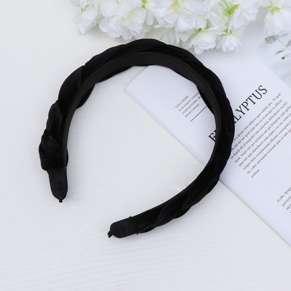 1pc Suede Hair Braid Headband Fashion Hair Band Hair Accessory for Women Girls Adults Black