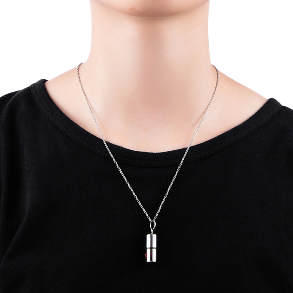 Stainless Steel Necklace Pill Storage Pendant Creative Necklace Neck Pendant Silver