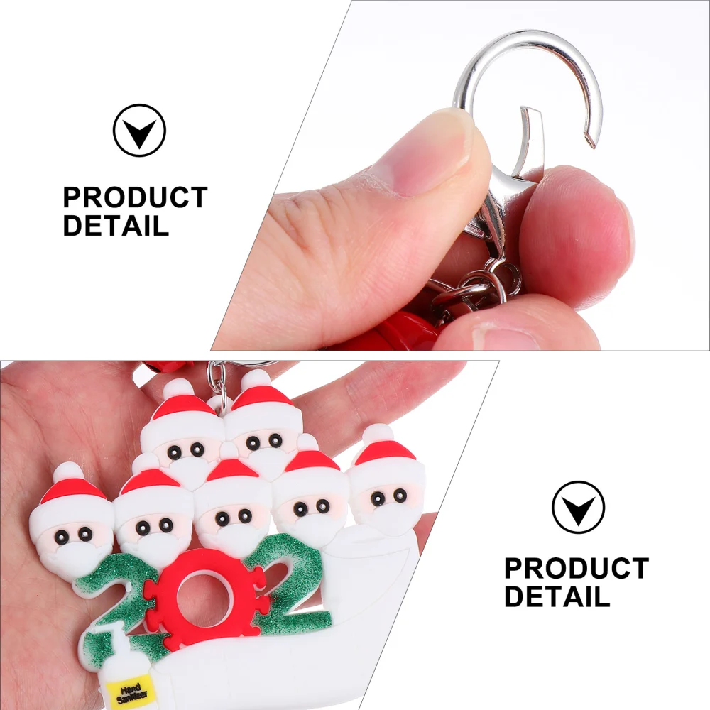 7Pcs Cartoon Christmas Themed Keychain Pendants Creative Hanging Keychains