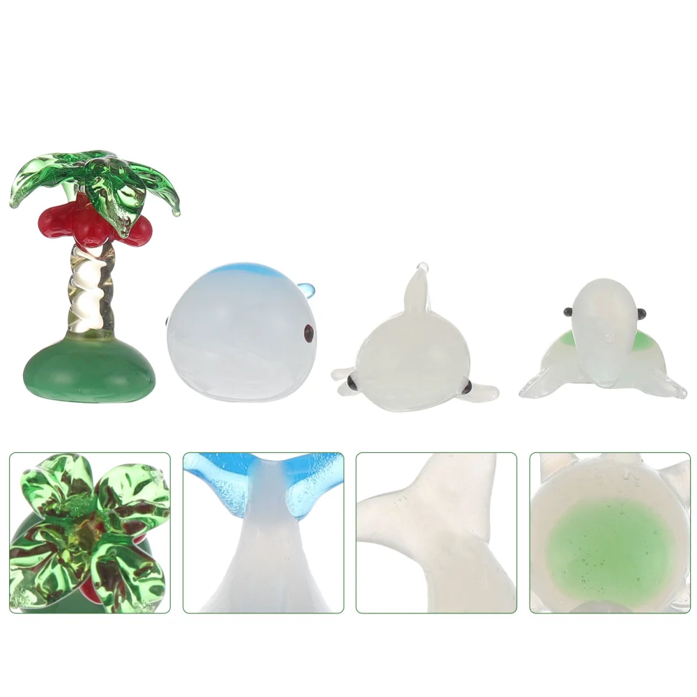 4pcs Glass Desktop Ornament Creative Glass Crafts Tabletop Glass Figurine