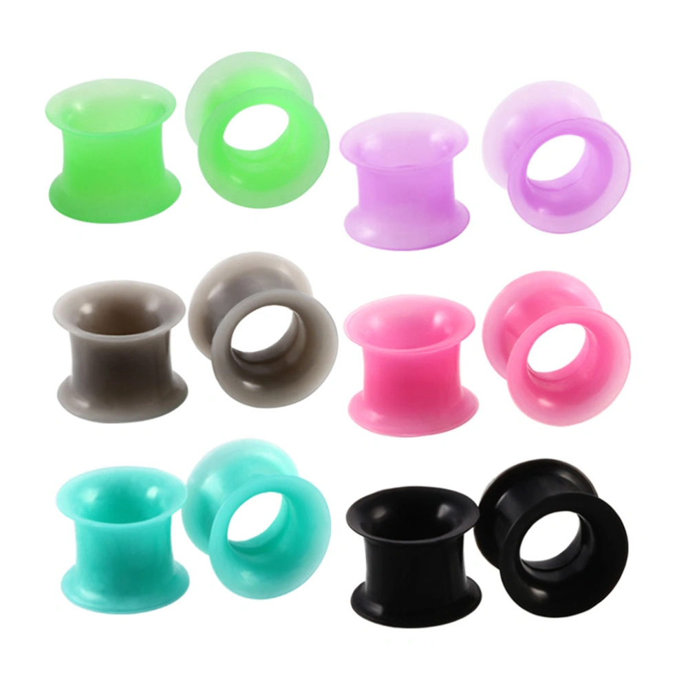 24pcs Silicone Ear Tunnels Plugs Ear Stretchers Expanders Double Flared Flesh Tunnels Ear Piercing Jewelry (Mixed Color 14mm)