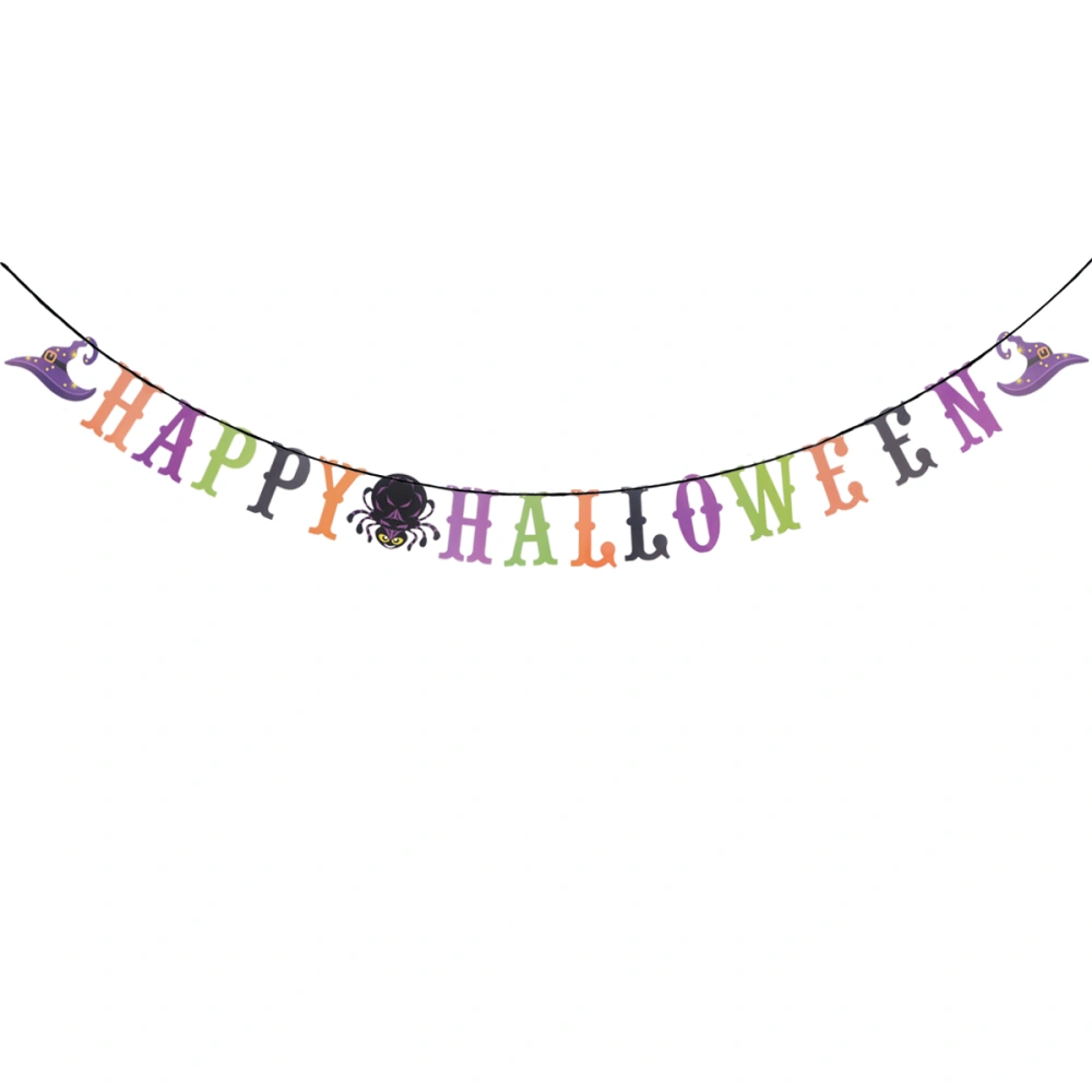 3.2 Meters DIY Happy Halloween Letter Spider Witch Hats Banners Garland Pennants Bunting Hanging Paper Chain For Halloween House Party Bar Decoration Prop