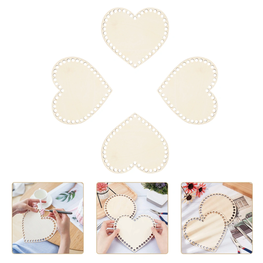 4pcs Wooden Bag Bottom DIY Knitting Crochet Bag Shaping Base with Holes