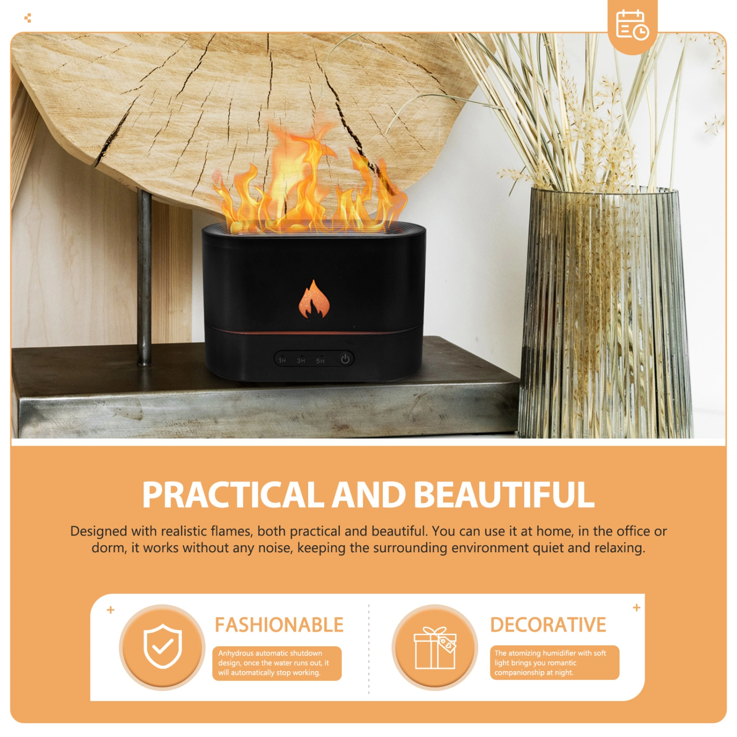 Essential Oil Diffuser Flame Humidifier Aromatherapy Diffuser Noiseless Humidifier