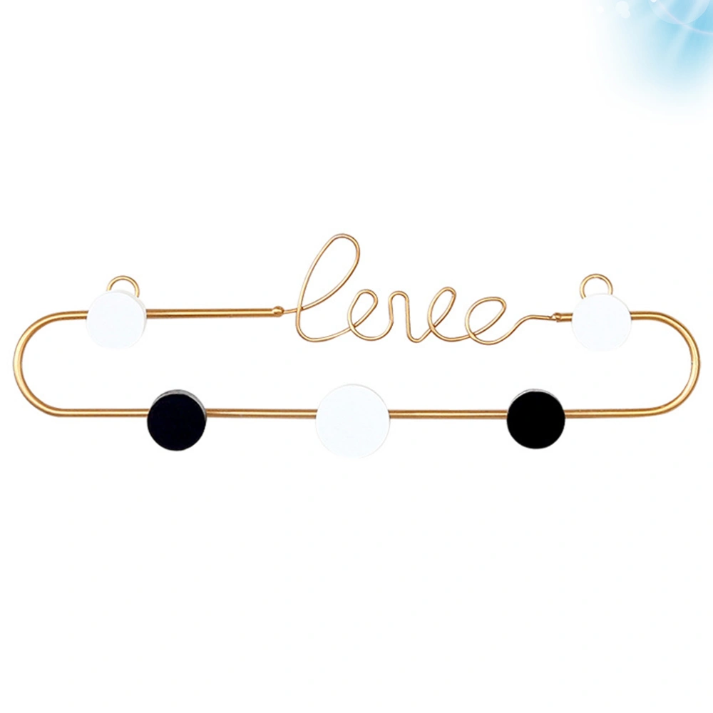 Love Letter Wall Hook Creative Elegant Metal Door Hook Home Coat Hook Living Room Bedroom Door Back Hanging Rack Sundries Arrangement Shelf (Golden, Size S)