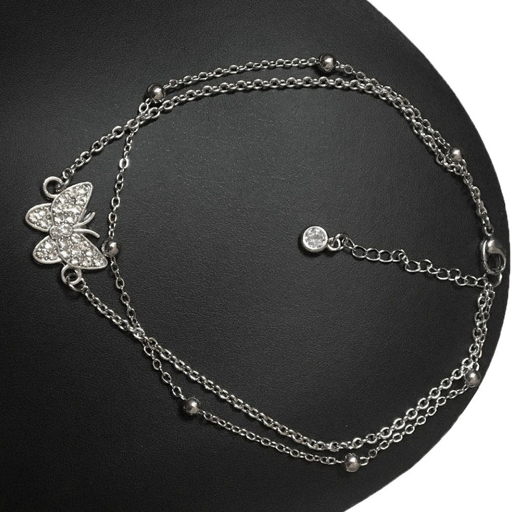1PC Flashing Rhinestone Double-layer Anklet Fresh Summer Foot Jewelry