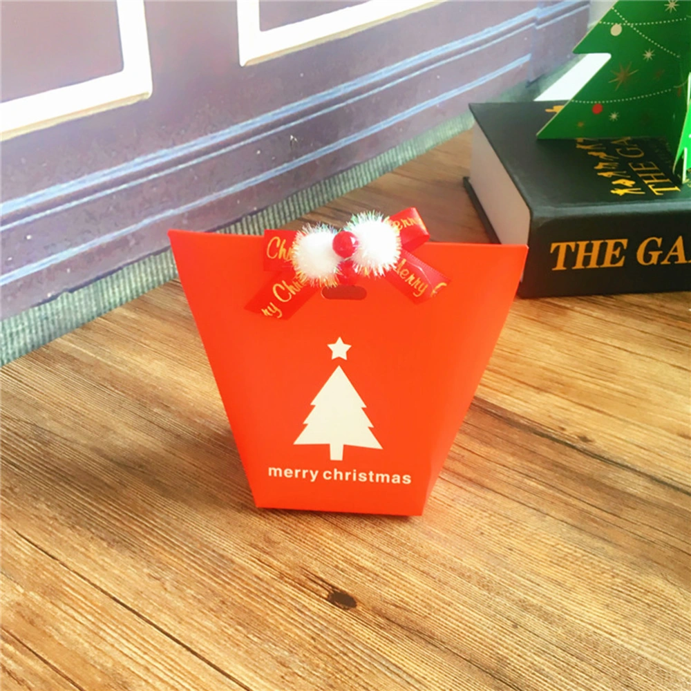 12Pcs Christmas Tree Santa Claus Pattern Candy Box Trapezoid Gift Box Cartoon Biscuit Holder Party Supplies without Ribbon Accessories