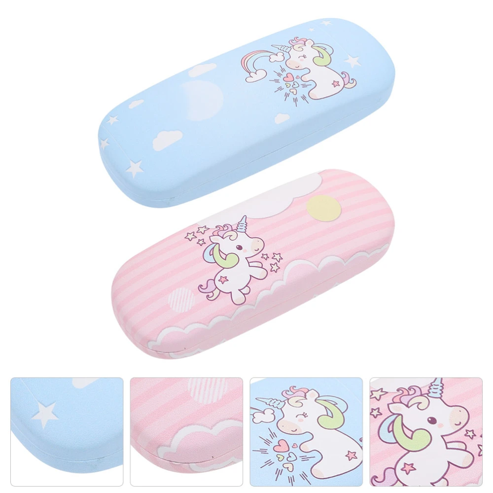 2Pcs Cartoon Design Glasses Case Children Eyeglasses Case Outdoor Eyeglasses Protection Case