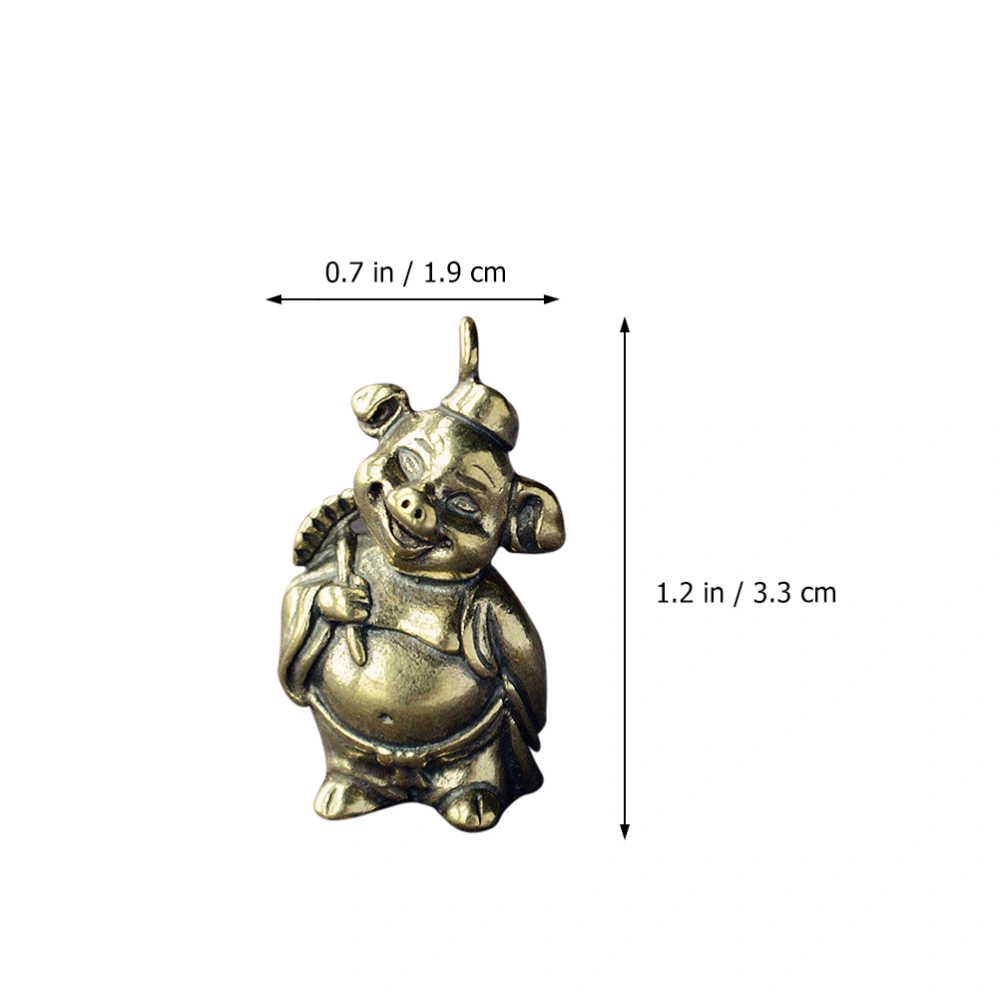 3 Pcs Pig Shape Key Chain Pendants Retro Key Ring Pendants Copper Bag Pendant