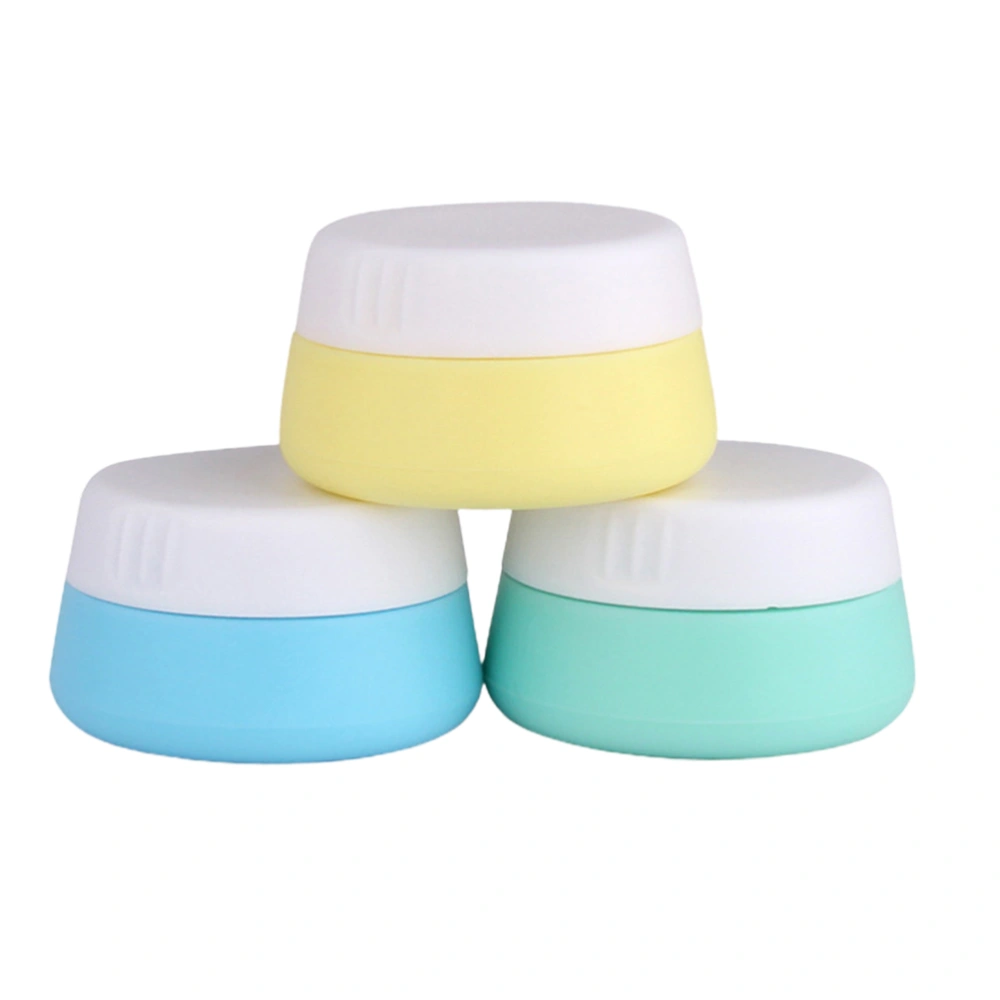 3pcs Silicone Cream Jars Portable Dispenser Cream Bottles Small Lotion Box Emulsion Jar for Home Travel (Mixed Color, 20ML)