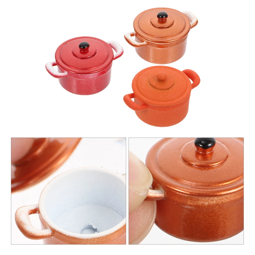 3pcs Mini House Mini Kitchen Ware Models Mini Pot Models Mini House Accessories