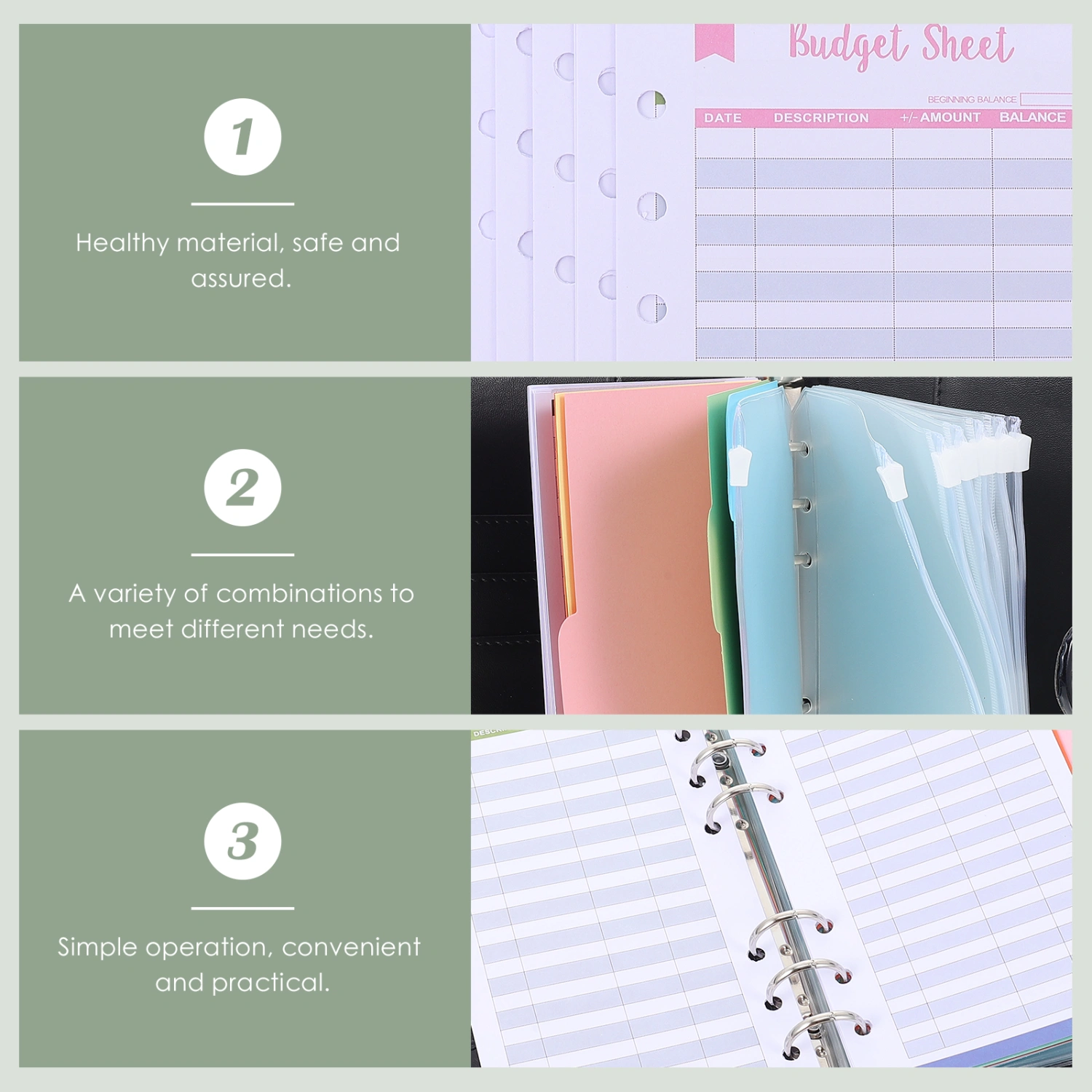 1 Set of Budget Binder Loose Leaf Money Binder Decorative A6 Binder Students Cash Budget