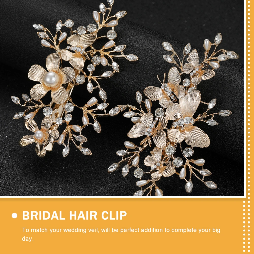 2pcs Wedding Bride Hair Clips Wedding Clips Rhinestone Bridal Hair Clamps Women Decor