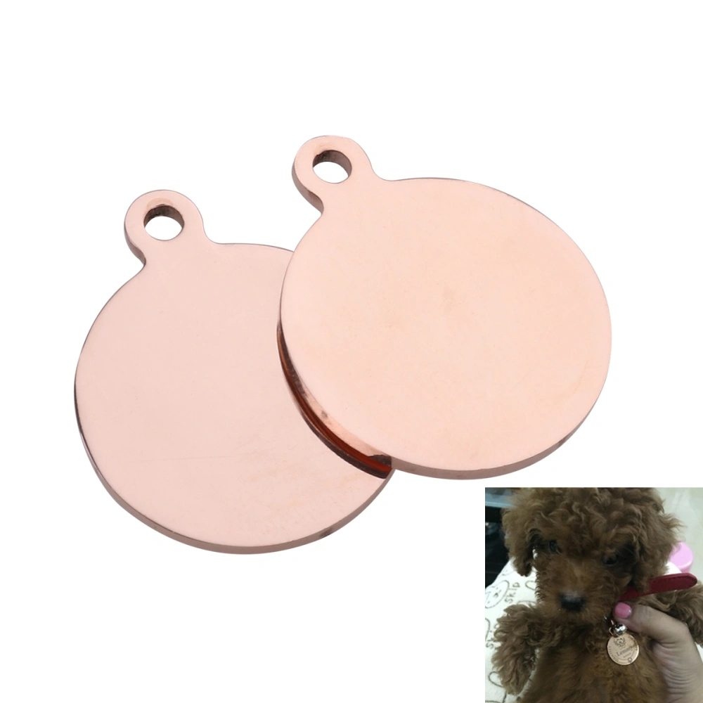 2PCS Pet ID Tags 25mm Blank Dog Tags for Cat Puppy Kitty Identify (Rose Gold)