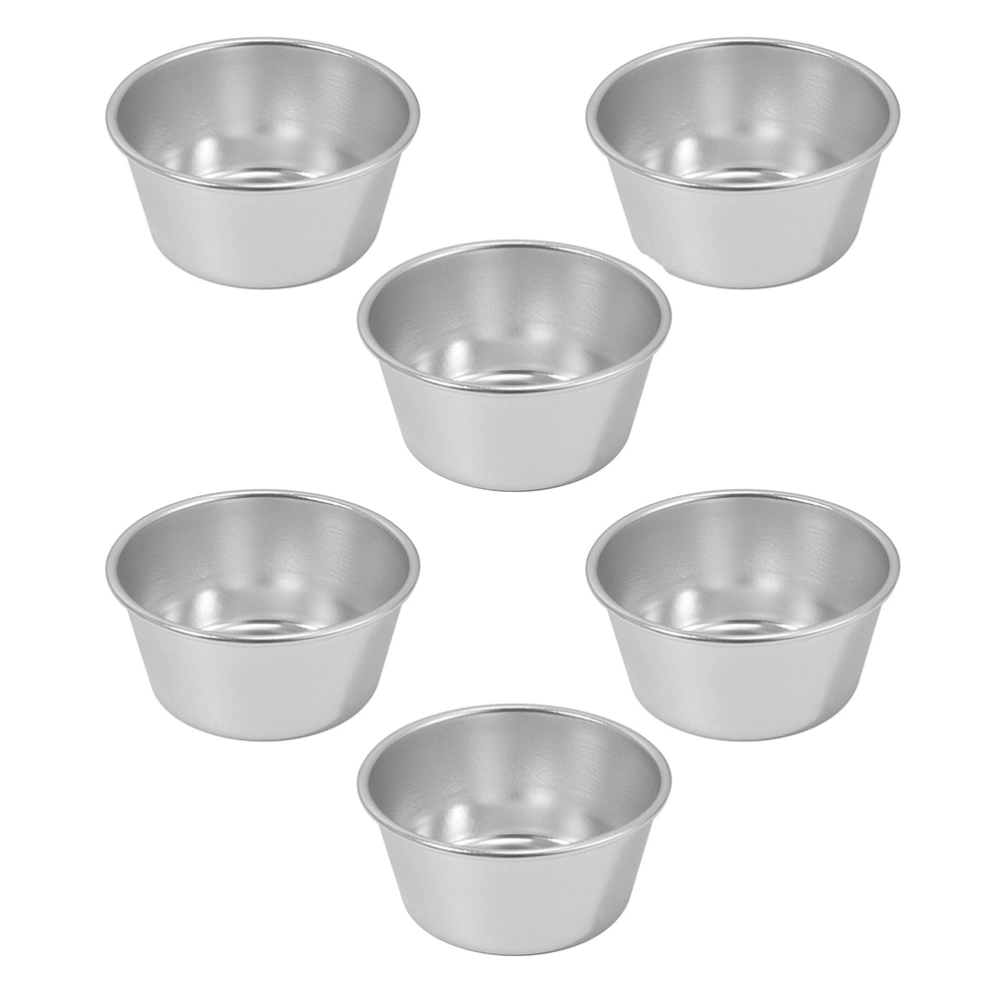 6pcs Round Non-stick Pudding Cups Heat Resistant Pudding Baking Cups (Silver)