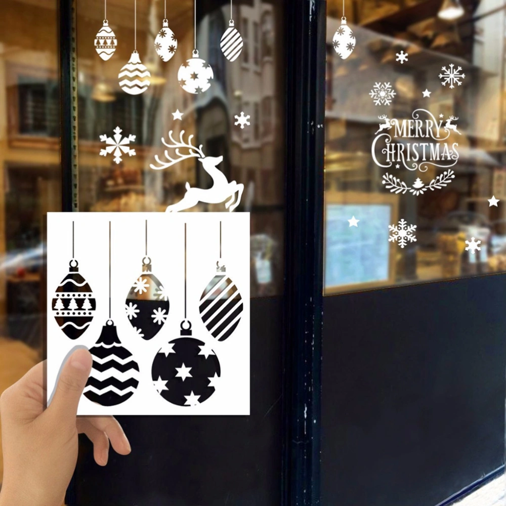 8pcs Christmas Themes Plastic Painting Stencil Elk Snowflake Christmas Tree Pattern Drawing Templates