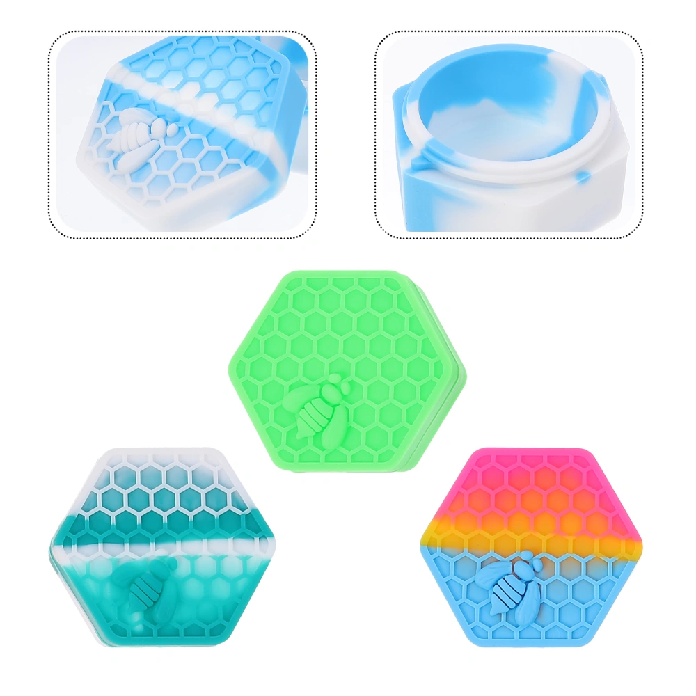 3pcs Bee Hexagonal Silicone Box Sealed Leak-proof Box Wax Silicone Container