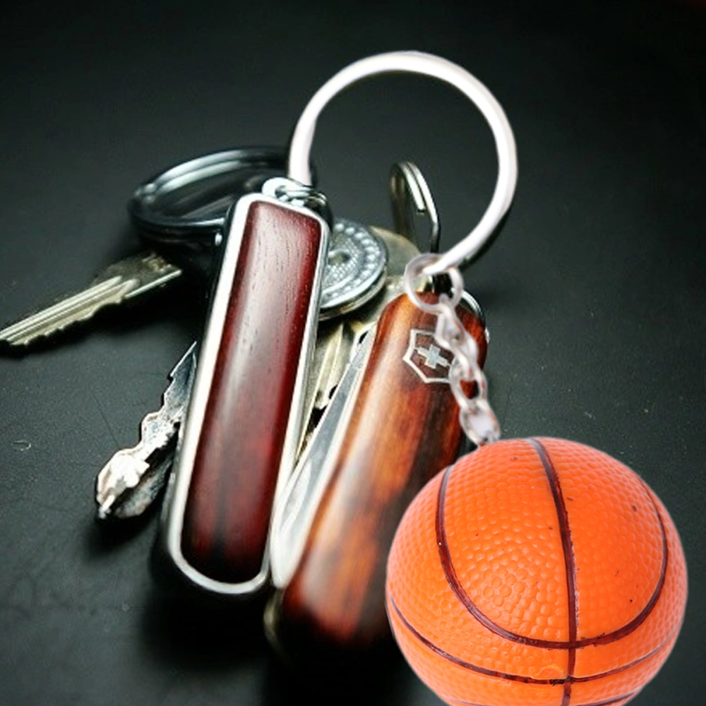 4CM Stimulated Basketball Key Chain Sports Key Ring Souvenir Car Hanging Decoration Holiday Gift (Orange Rough Surface)