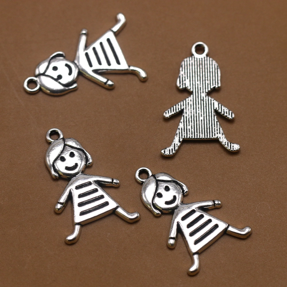 20pcs Alloy Dancing Girl Pendants Charms Jewelry Making Accessory for Sweater Chain Earrings (Antique Silver)