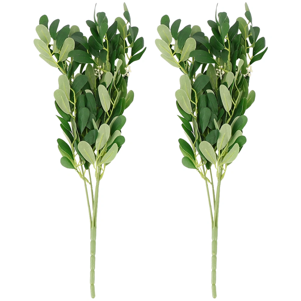 2pcs Artificial Peanut Leaves Wall Plants Decoration Leaf Ornament for Party Wedding House (Green)