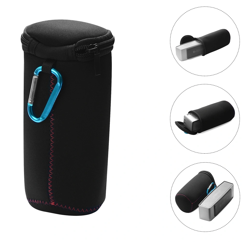 Portable Speaker Carry Bag Microphone Storage Container Speaker Bag(Black)