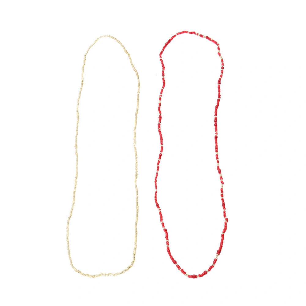 2Pcs Bikini Chain Beach Chain Waist Chain Waist Beads Belly Beads Double-string Chain (Red)