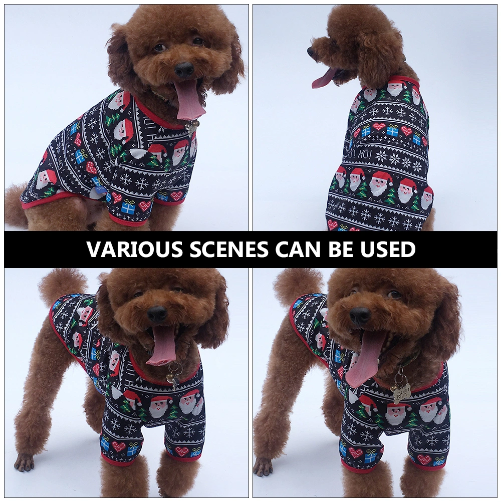 Funny Pet Christmas Costumes Pet Dog Warm Outfits Pet Santa Printed Clothes