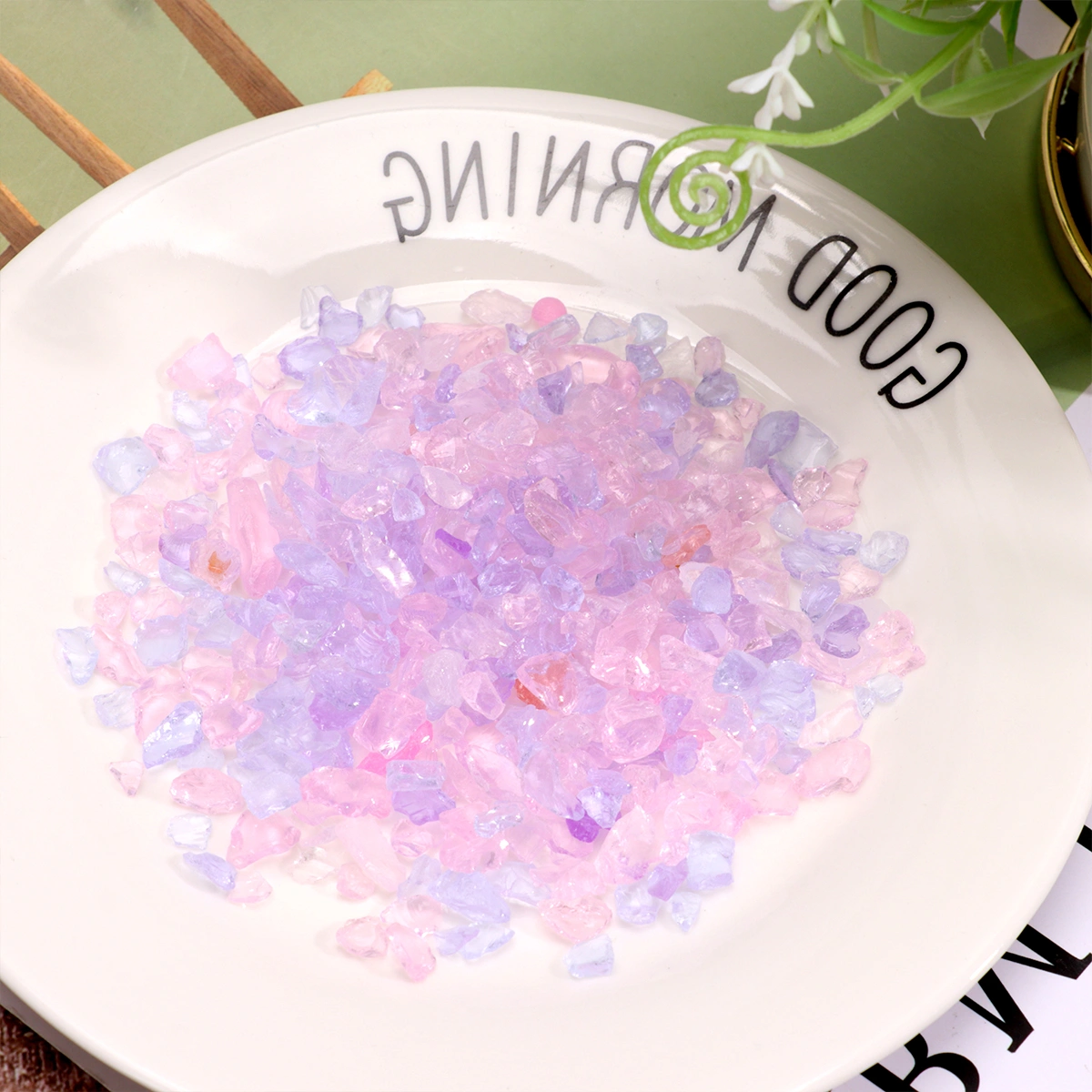 250g Crystal Stone Decor Glass Stone Fish Tank Bottom Sand Landscape Aquarium Layout Stone (Pink 5-10mm)