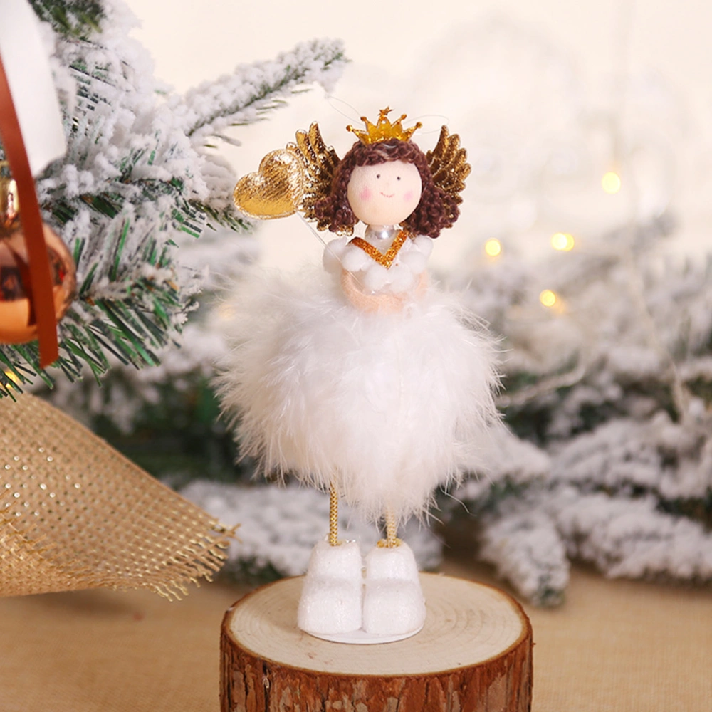 3pcs Cartoon Christmas Cloth Angel Ornaments Desktop Decoration for Home Office (Standing Style, Love Heart Golden Angel, Star Golden Angel, Love Heart Silver Angel) Mixed Style