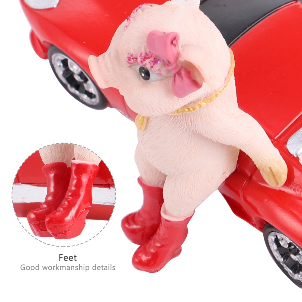 Pig Ornament Creative Ornament Funny Sports Car Decorative Ornament for Home