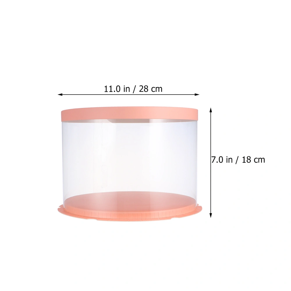 Plastic Cake Box Round Cake Packaging Boxes Transparent Organizer for Home Dessert Shop (Pink, Single-layer) (8inch)