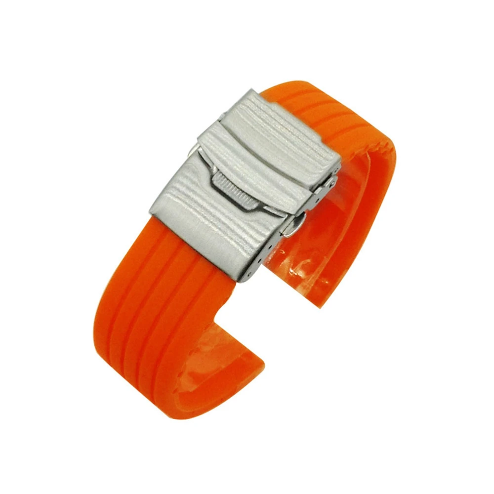 Universal 24MM Silicone Watch Replacement Band Quick Release Watchband Strap (Orange)