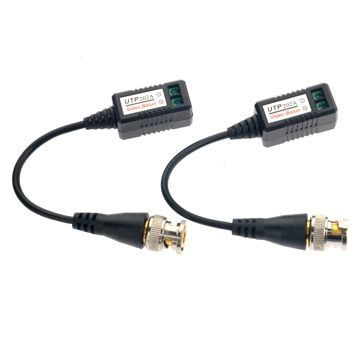 A Pair of UTP-202A CCTV Camera Coax CAT5 Single Channel Passive BNC Video Balun Transeceiver Cables (Black)