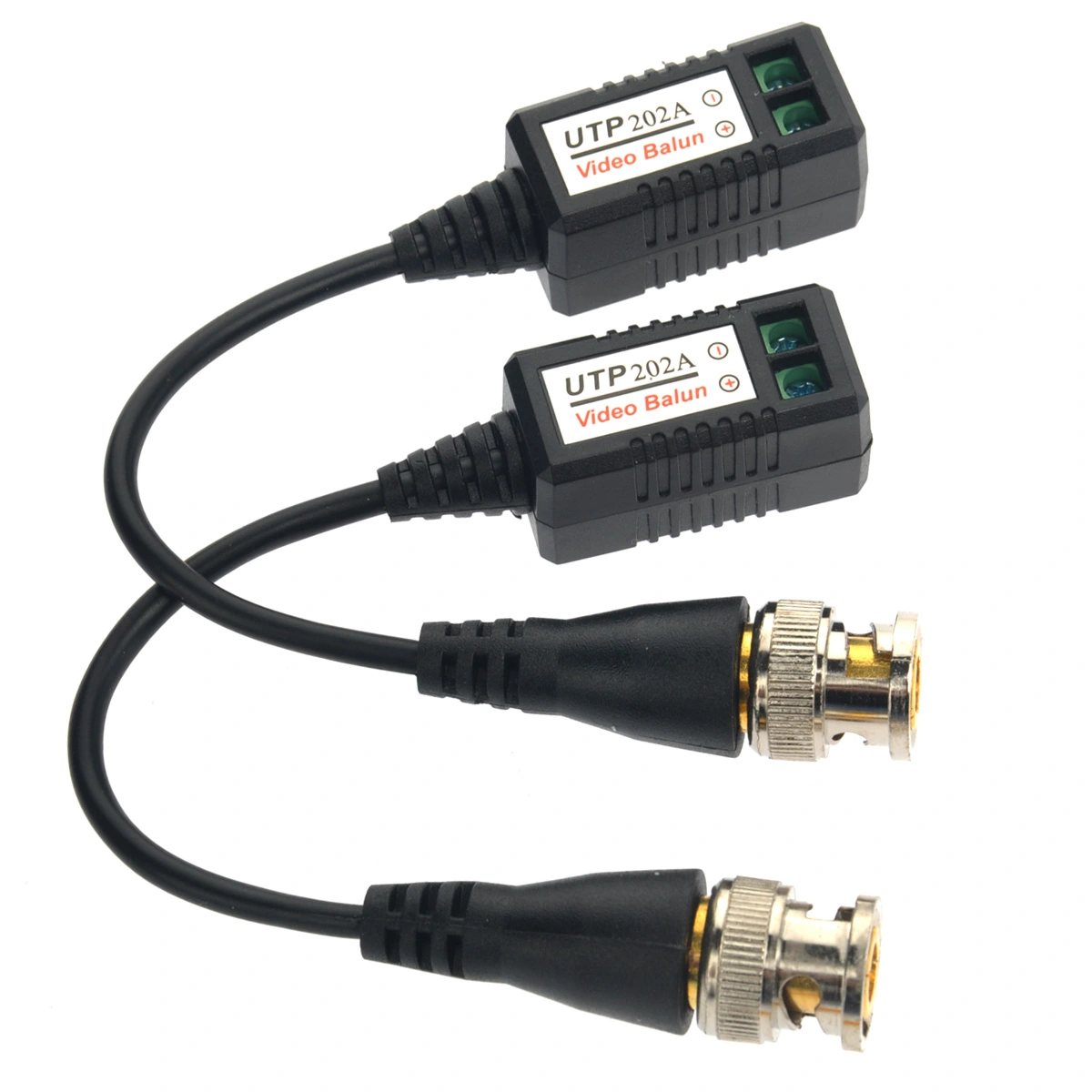 A Pair of UTP-202A CCTV Camera Coax CAT5 Single Channel Passive BNC Video Balun Transeceiver Cables (Black)