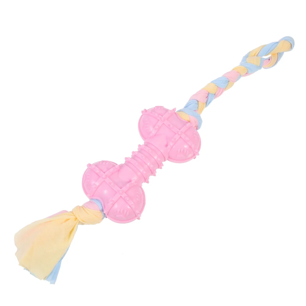 Adorable Chewing Plaything Bone Shaped Molar Toy Interactive Molar Plaything with Cloth String