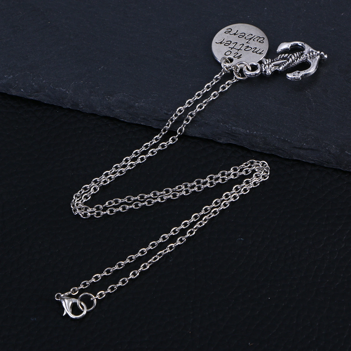 2 Pcs Letters Engraved no matter where Compass Anchor Set Best Friend Gifts for Teen Girls Friendship Necklaces