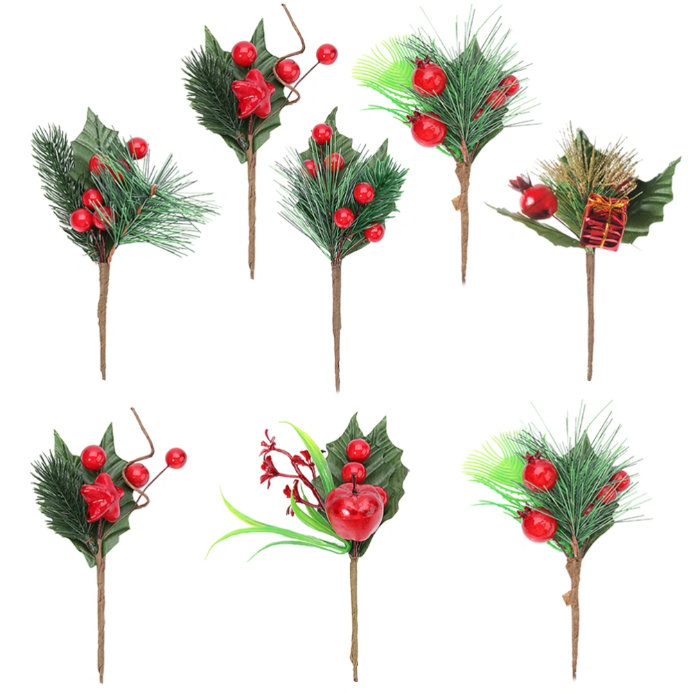 8pcs Christmas Simulation Berry Bouquet Artificial Berry Branches (Random Style)