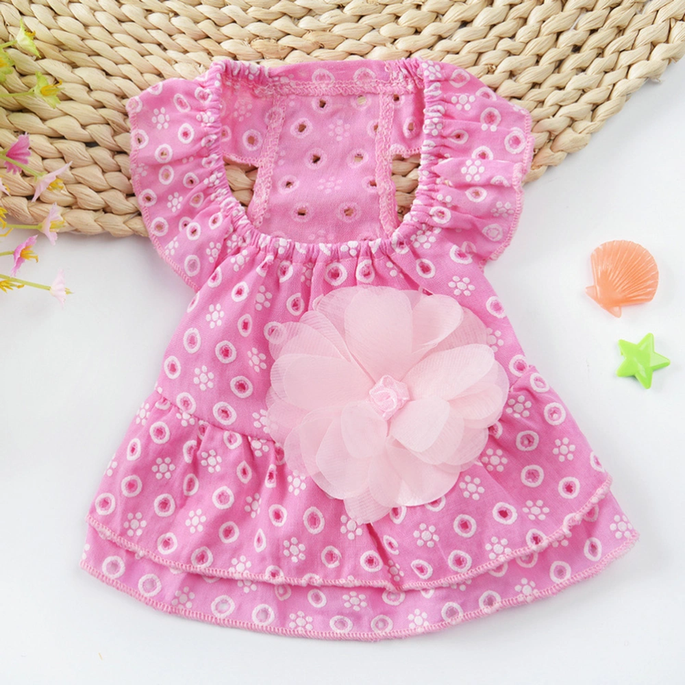 Dog Lace Flower Dress Gauze Skirt Pet Dog Cat Dresses - Size M (Pink)