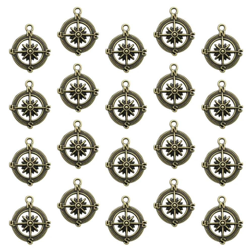 20pcs Alloy Compass Shape Pendants Charms DIY Jewelry Making Accessory for Necklace Bracelet (Bronze)