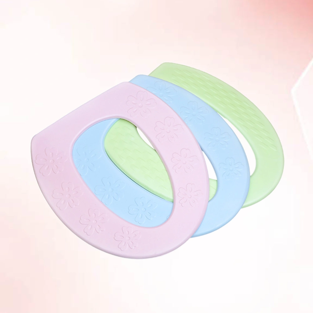 3pcs Waterproof Toilet Cover Sticky Toilet Seat Cushion Four Seasons Univeral Toilet Seat Pad Cold Insulation Potty Seat Cushion Pink Green Blue