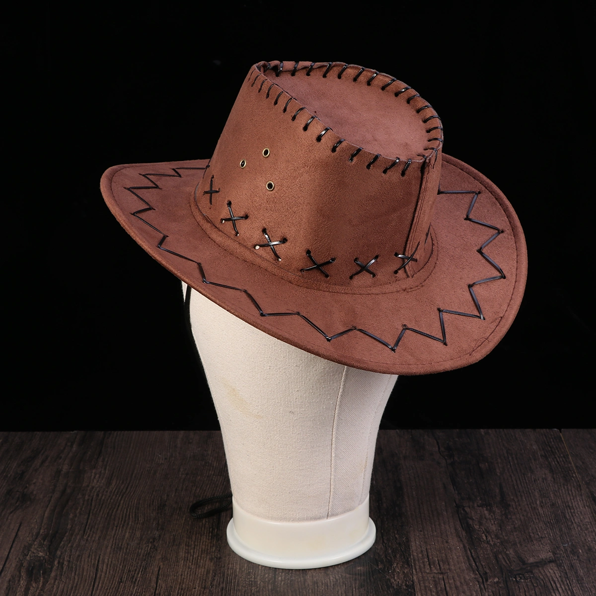 Casual Western Cowboy Hat Cowgirls Adult Hat Artificial Suede Wide Brim Leisure Adult Hat (Brown)