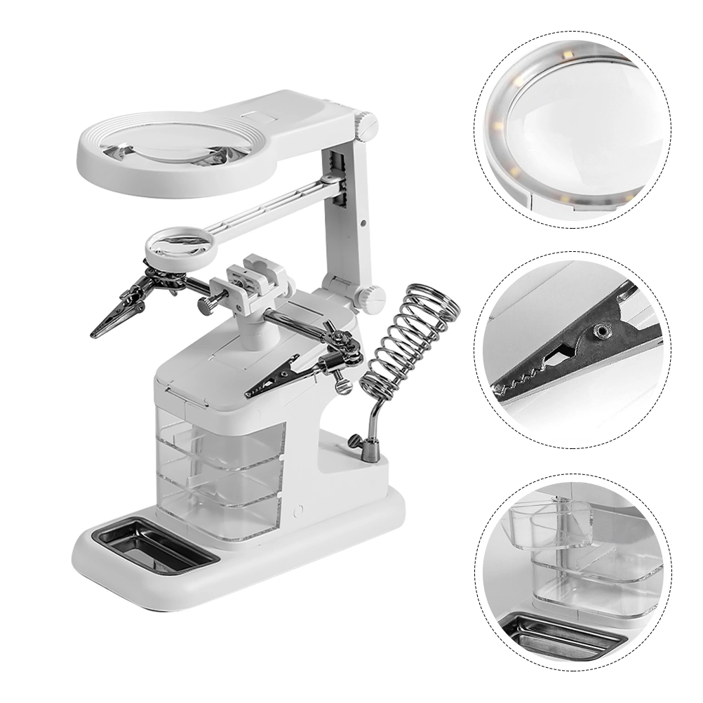 10 LED Light Magnifier Station Magnifying Glass Helping Hand Soldering Stand Kit