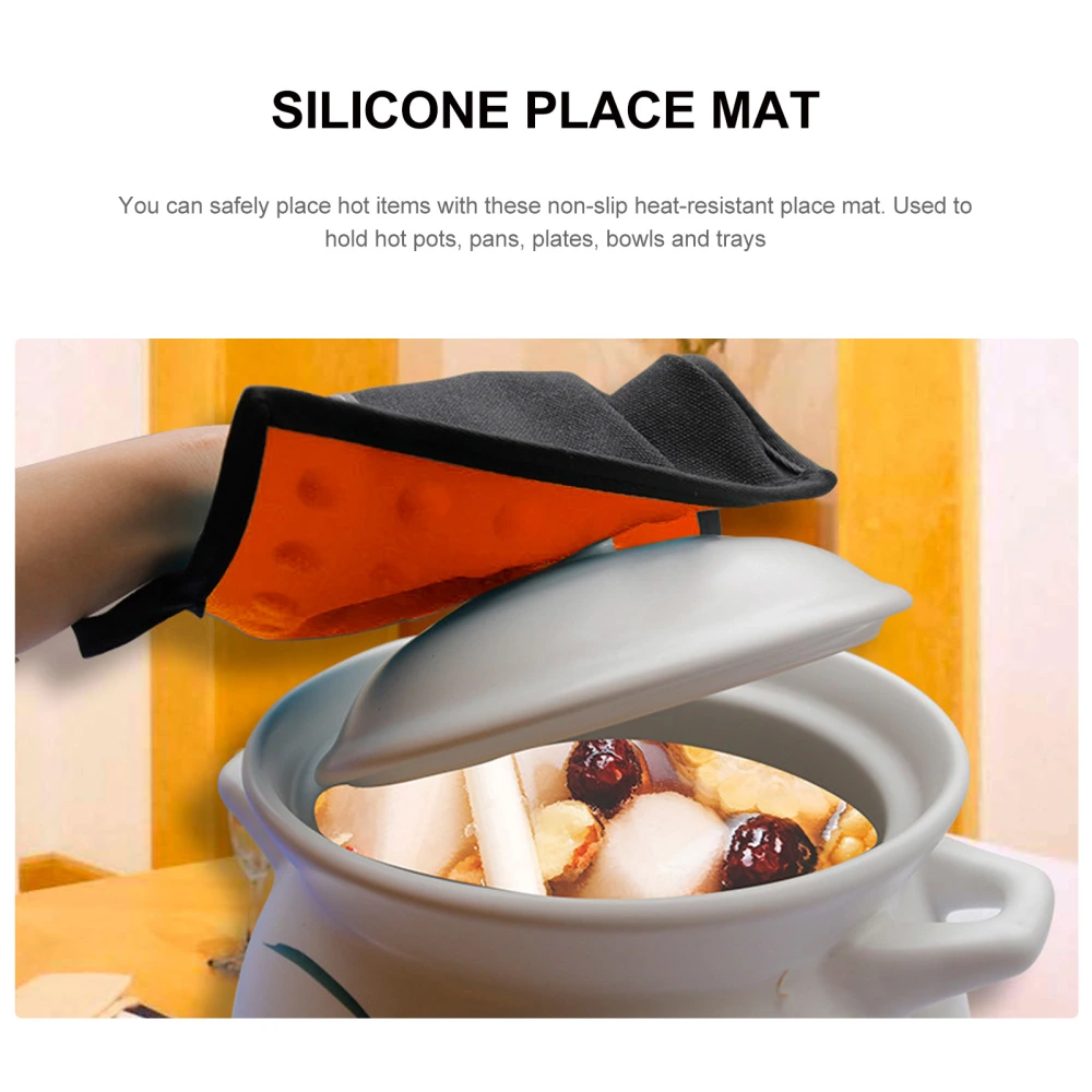 1pc Silicone Placemat Heat Insulation Placemat Kitchen Heat Resistant Gloves Pad