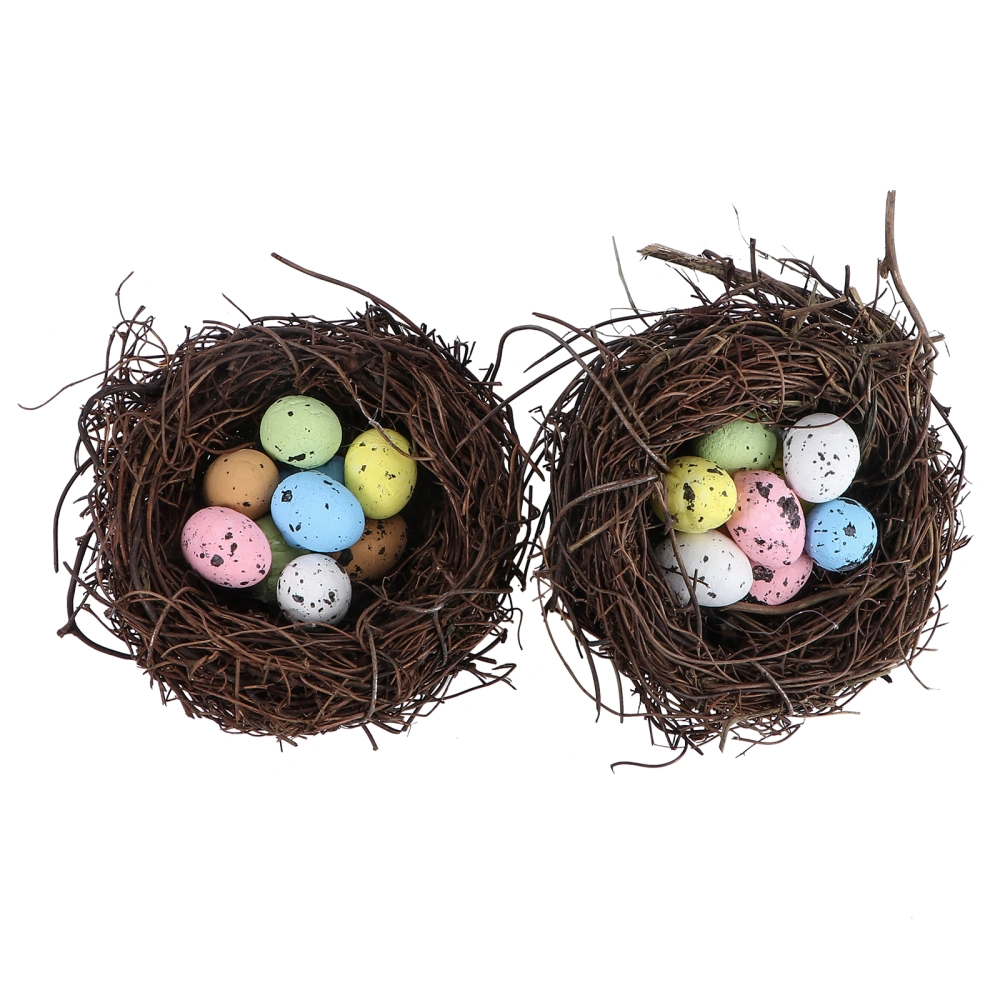 2pcs Easter Festival Egg Ornament Party Decorative Easter Nest Photo Props (9cm)