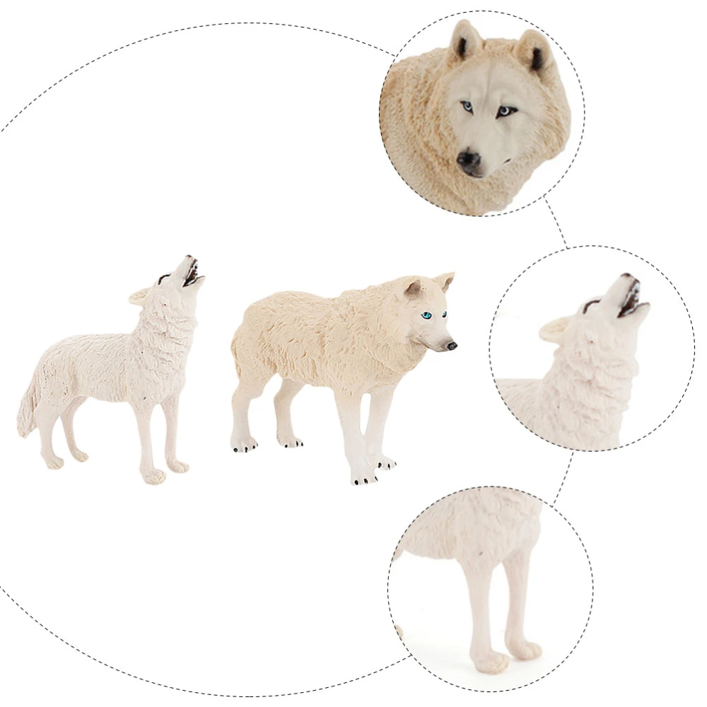 2pcs Simulation White Wolf Figure Toys Simulation White Wolf Models Kids Toys