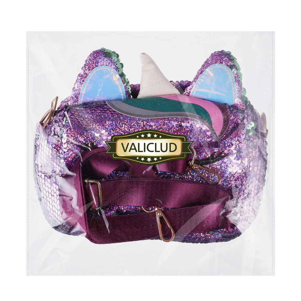 Valiclud Single-shoulder Bag Sequin Messenger Pouch Lady Cross Body Pouch Unicorn Design Outdoor Shoulder Pouch